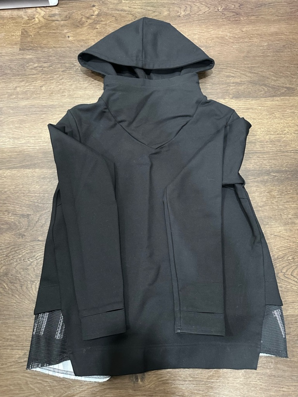 Black Hooded Crewneck Sweater